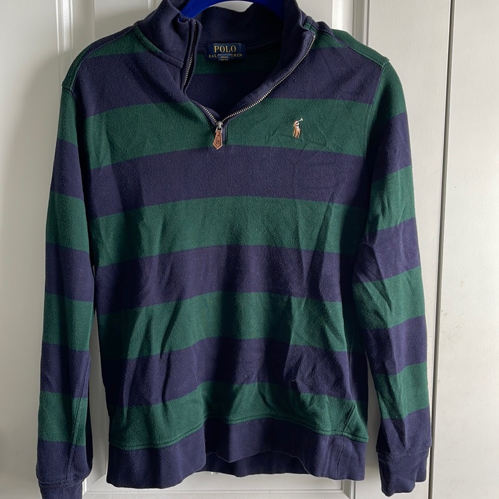 Boys Large 14-15 Navy & Green Polo Shirt